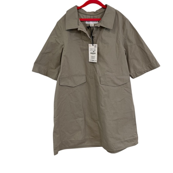 Zara Gray Casual Dress with Utility Design - Picture 1 of 5